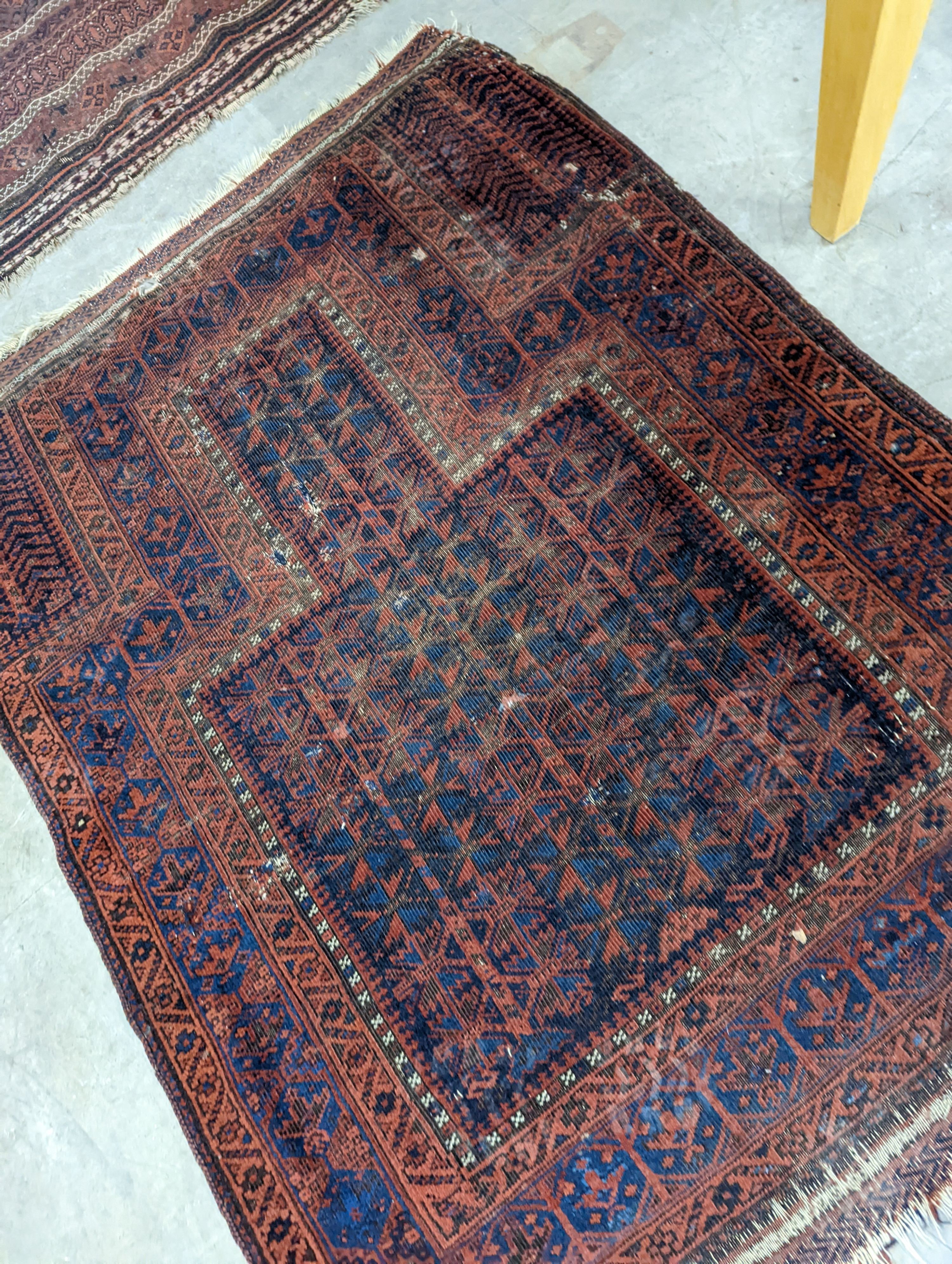 Two Belouch rugs and two prayer mats, largest 200 x 110cm